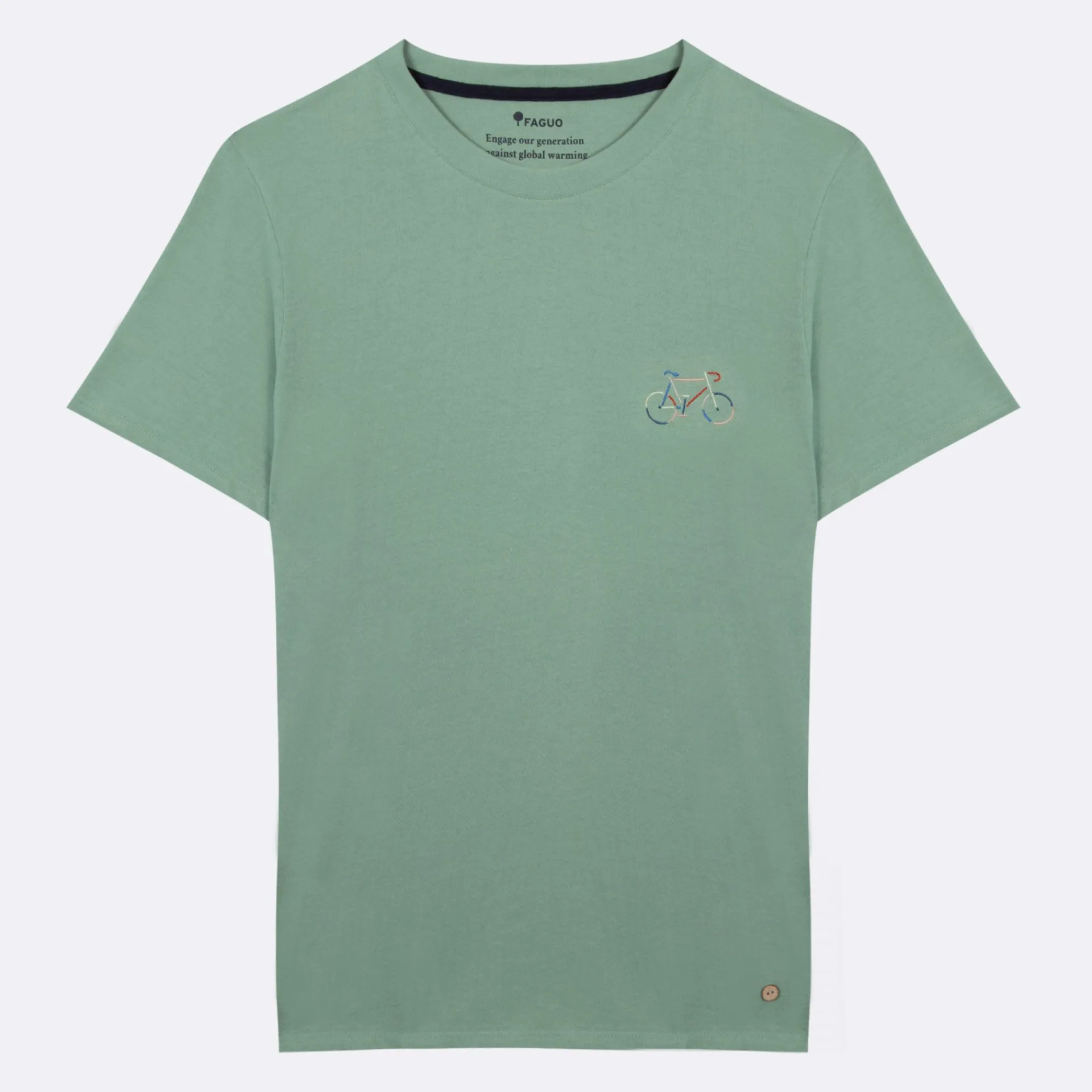 Discount FAGUO T-shirt col rond vert clair Vélo multicolore